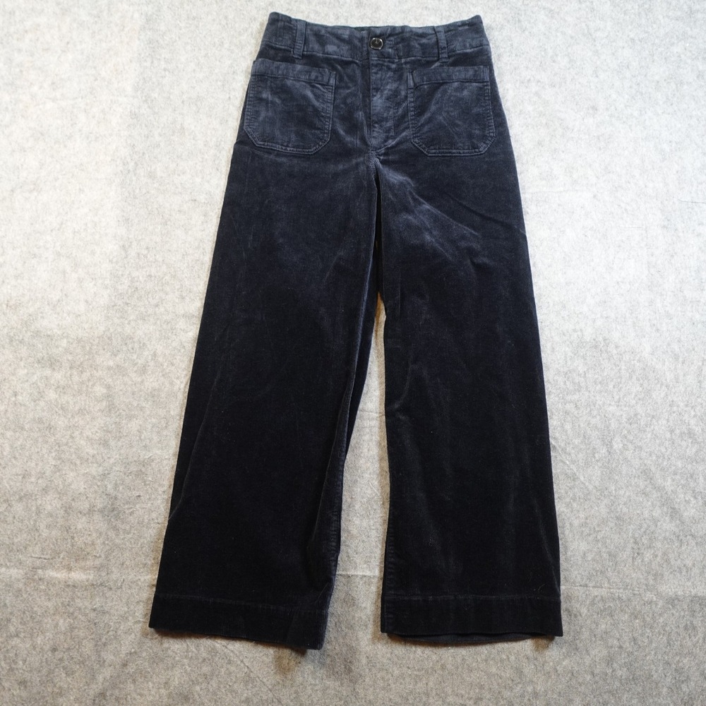 Anthropologie Maeve Pants Womens 27 Colette Corduroy Cropped Wide Leg Black - Picture 2 of 13